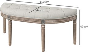 Banco de cabeceira 110 (C) x 44 (P) x 49 (A) cm em forma de meia-lua, estilo Luís XVI, com estrutura em madeira maciça esculpida e assento em tecido c