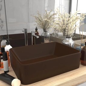 147050 vidaXL Lavatório luxuoso 41x30x12 cm cerâmica castanho-escuro mate