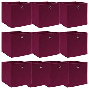 288343 vidaXL Caixas de arrumação 10 pcs 32x32x32 cm tecido vermelho escuro