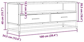 Móvel para TV 100x34,5x40 cm derivados de madeira/metal preto