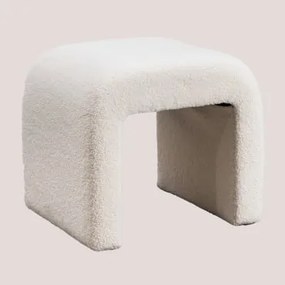 Banqueta Baixa De Pele De Carneiro Carlise Tecido Pele De Borrego Branco - Sklum