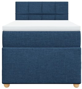Cama com molas/colchão 80x200 cm tecido azul