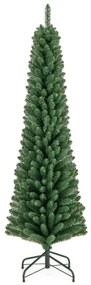 Árvore de Natal Artificial 180 CM  forma Lápis com 392 pontas de ramos Base de fio de memória Base de metal Decoração de árvore fina Verde