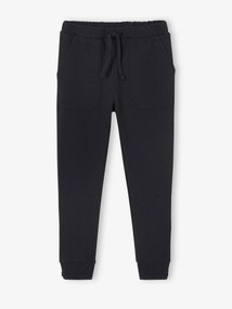 Calças de desporto com fecho na base, bolsos à carpinteiro, para menino preto