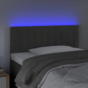 Cabeceira de cama c/ luzes LED veludo 80x5x78/88cm cinza-escuro