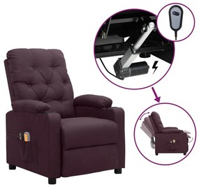 vidaXL Poltrona de massagens elétrica tecido roxo