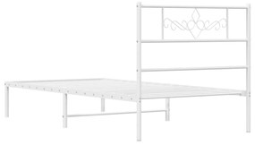 Estrutura de cama com cabeceira 80x200 cm metal branco