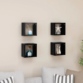 vidaXL Prateleiras de parede em forma de cubo 4 pcs 22x15x22 cm preto