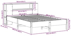Cama com estante sem colchão 160x200 cm pinho maciço branco