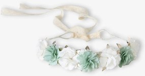 Coroa de flores verde sálvia, para menina verde-salva