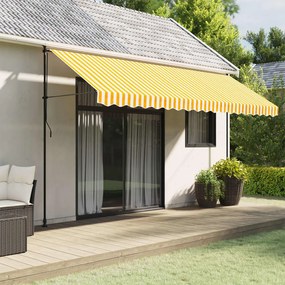 vidaXL Tecido substituição p/ sanefa toldo 4,5 m riscas amarelo/branco