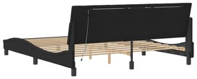 Estrutura de cama com luzes LED 180x200 cm veludo preto