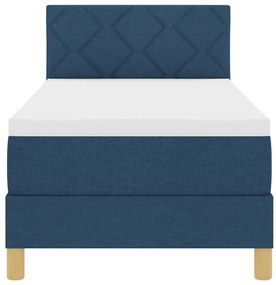 Cama Box Spring com Colchão &amp; LED Azul 80x200 cm Tecido