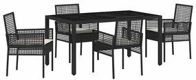 Conjunto de Jantar para Jardim 5 pcs Preto 150 x 90 x 75 cm