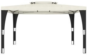 Gazebo com telhado duplo 3,98x2,98 m aço creme