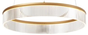 Candeeiro suspenso moderno latão 59cm incl. LED regulável em 3 níveis - Anello Chandelier Moderno