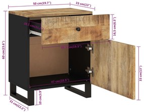 Mesa de cabeceira madeira de mangueira maciça/derivados madeira