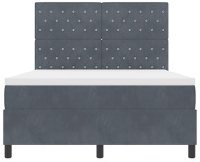 Cama Box Spring com Colchão Cinza Escuro 140x200 cm Veludo