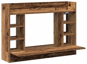 Secretária Montada na Parede Carvalho Antigo 105x48x75 cm Madeira Enge