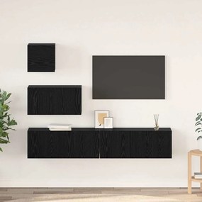Gabinete de TV de Parede 4 pcs Carvalho preto 80 x 30 x 30.5 cm