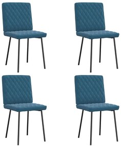 Cadeiras de jantar 4 pcs veludo azul