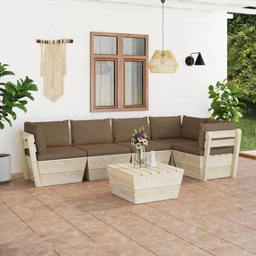 vidaXL 6 pcs conjunto lounge de paletes + almofadões madeira de abeto