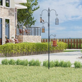 Comedouro decorativo para pássaros, com 4 ganchos, 54,5 x 54,5 x 208 cm, preto