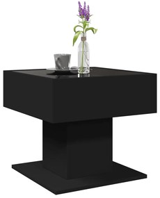 Mesa de centro c/ LEDs 50x50x45cm contraplacado preto brilhante