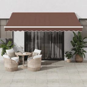 Toldo retrátil automático com luz LED 400x350 cm castanho