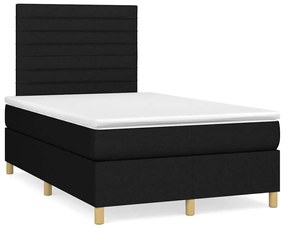 Cama box spring c/ colchão e LED 120x190 cm tecido preto