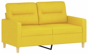 3 pcs conjunto de sofás com almofadões tecido amarelo-claro