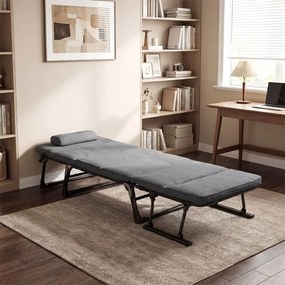 Espreguiçadeira jardim dobrável 3 em 1 com encosto ajustável em 6 posições, almofada e apoio para a cabeça, para jardim, campismo e uso interior e ext