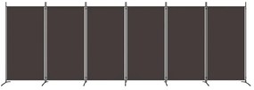 Divisória/biombo com 6 painéis 520x180 cm tecido castanho