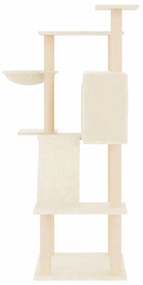 Árvore para gatos c/ postes arranhadores sisal 143 cm cor creme