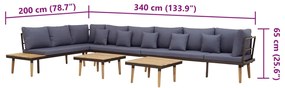 8 lugares conjunto lounge jardim c/ almofadões acácia maciça
