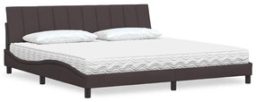 vidaXL Cama com colchĂŁo Hanko 200x200 cm tecido castanho-escuro