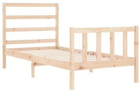 Estrutura de cama com cabeceira 90x190 cm madeira maciça