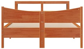 Estrutura cama c/ cabeceira 160x200cm pinho maciço castanho-mel