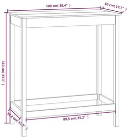 Mesa de bar 100x50x110 cm madeira de pinho maciça branco