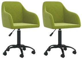 vidaXL Cadeiras de jantar giratórias 2 pcs veludo verde-claro