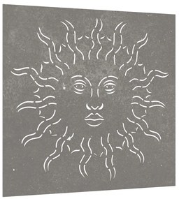 Decoração p/ muro de jardim 555x55 cm aço corten design sol