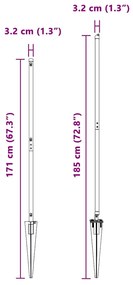 Conjunto de Postes de Cerca Manual 7 pcs Cinzeto Ø32mm 160 cm