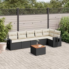 vidaXL 7 pcs conjunto de sofás p/ jardim c/ almofadões vime PE preto