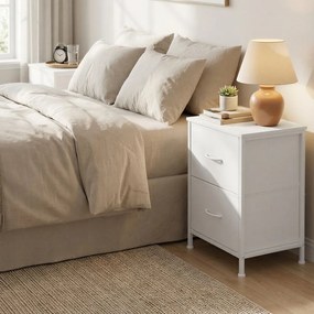 Conjunto de 2 mesas de cabeceira, com duas gavetas 30 x 39,6 x 52,2 cm Brancas