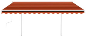 Toldo retrátil manual com luzes LED 4,5x3 m laranja e castanho