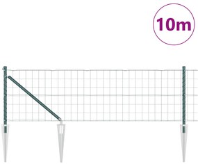 Cerca Europeia com 7 Postes de Estaca 0,4x10 m Aço Galvanizado Verde
