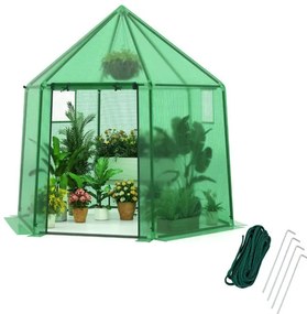 Mini Estufa Portátil 198 x 172 x 190 cm com Cobertura de PE com Revestimento de PE Antioxidante Porta Enrolável com fecho Verde