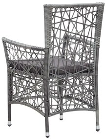 9 pcs conjunto de jantar para exterior vime PE cinzento