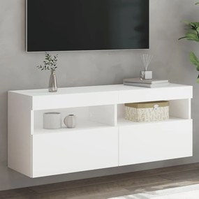 vidaXL Móvel de parede para TV com luzes LED 100x30x40 cm branco