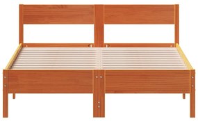 Cama sem colchão 160x200 cm madeira pinho maciço castanho-mel